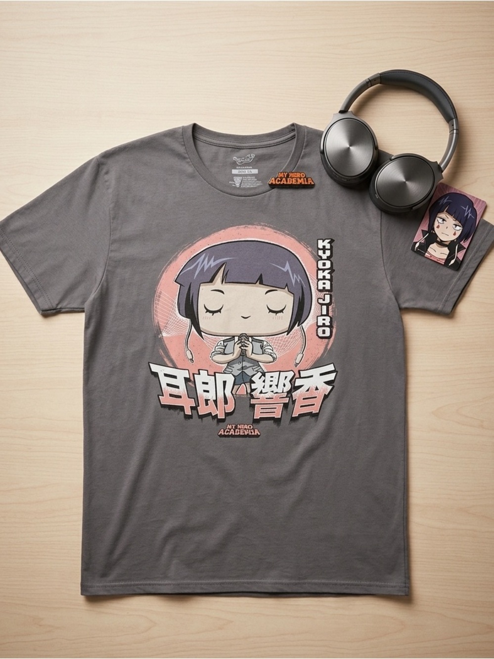 Funko Pop! Tees My Hero Academia Kyoka Jiro Graphic T-Shirt Grey L 